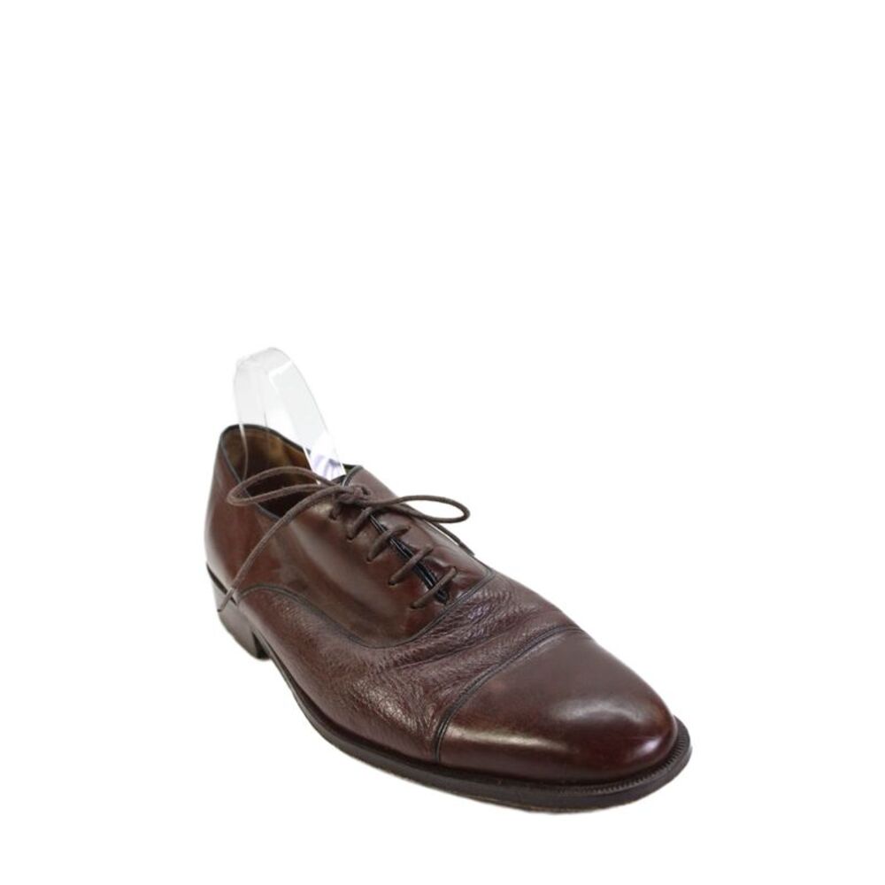 Peter Huber Mens Leather Lace-Up Round Toe Oxford Dress Shoes Brown Size 12